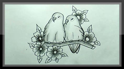 Pencil Drawing A Beautiful Love Pair Birds Picture Easy Youtube
