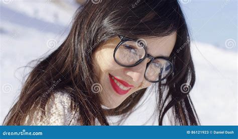 Portrait Of Brunette Woman Wearing Eyeglasses Stock Image Image Of
