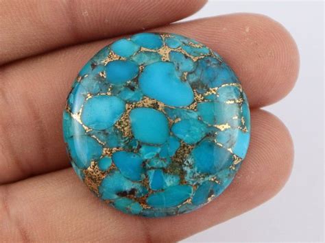 Sky Blue Copper Turquoise Cabochon Round Turquoise Loose Gemstone