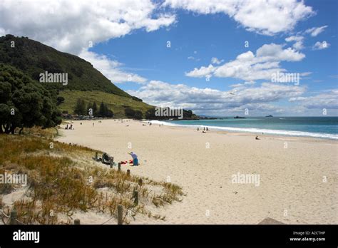Main Beach At The Resort Of Mt Maunganui Tauranga Bay Of Plenty North Island New Zealand
