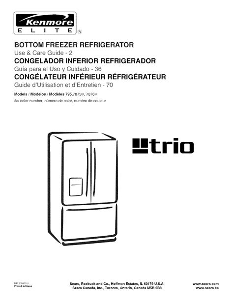 Kenmore Elite 79578752800 User Manual Refrigerator Manuals And Guides