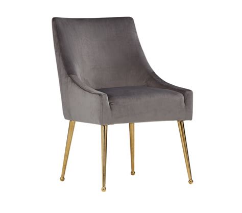 Modrest Castana Modern Grey Velvet & Gold Dining Chair (Set of 2