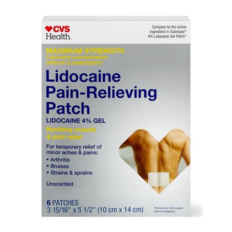 Cvs Health Maximum Strength Lidocaine Pain Relieving Patch Medium 6