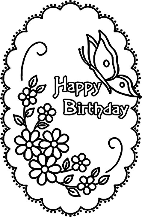 Flowery Happy Birthday Coloring Pages Happy Birthday Coloring Pages