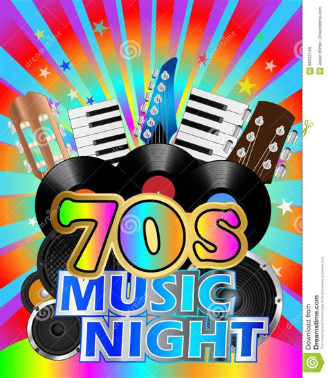 Seventies Music Night Poster Stock Vector Illustration Of Disco
