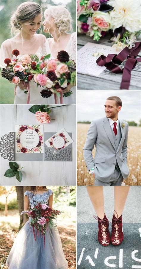 Popular Gray And Burgundy Wedding Color Ideas With Invitation