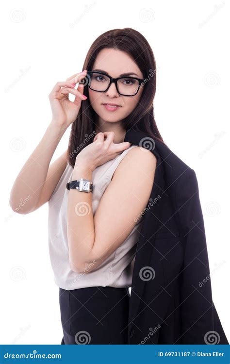 Portrait Of Beautiful Business Woman Holding Her Jacket Isolated Stock Image Image Of Isolated