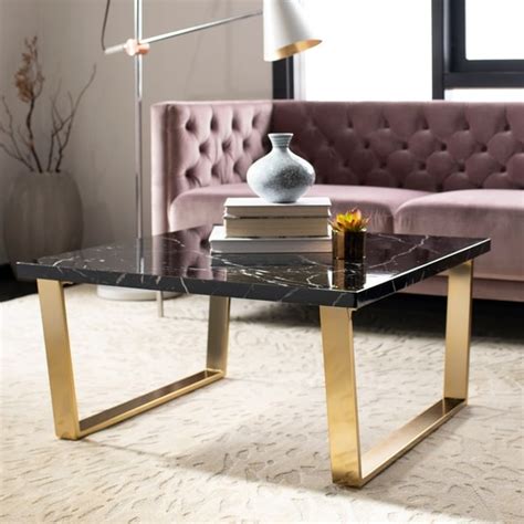 Cristobal white rectangle coffee table set of bassett mirror company. Shop Safavieh Carmen Black/ Brass Square Coffee Table ...