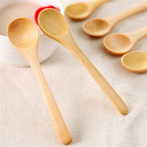 Shiyao 1pc Mini Wooden Spoon Small Soup Spoons Serving Spoons