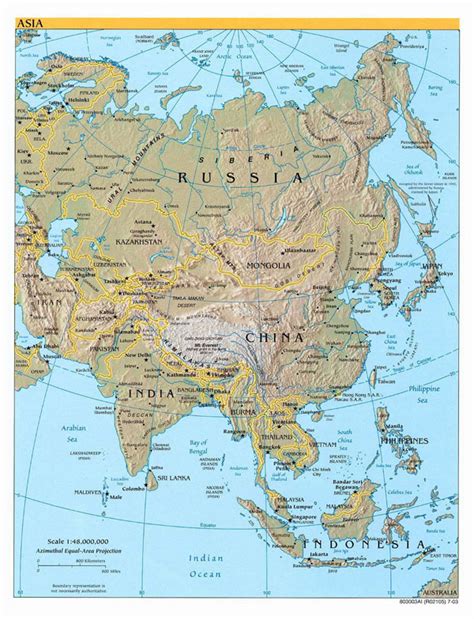 Detailed Political Map Of Asia With Relief Capitals And Major Cities