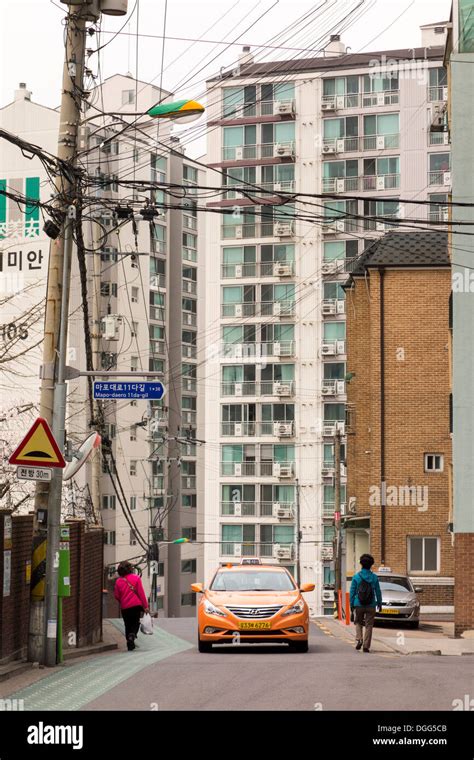Typical Residential Area With High Rise Apartment Blocks In Seoul