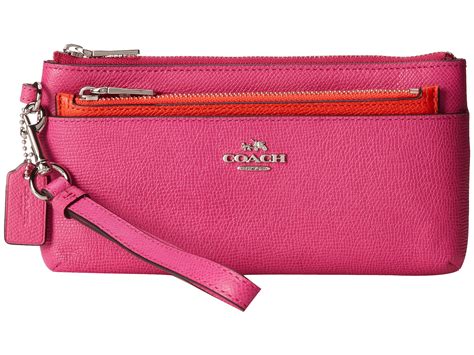 Coach Embossed Txt Leather Zip Wallet W Popup In Pink Svfuchsia Lyst