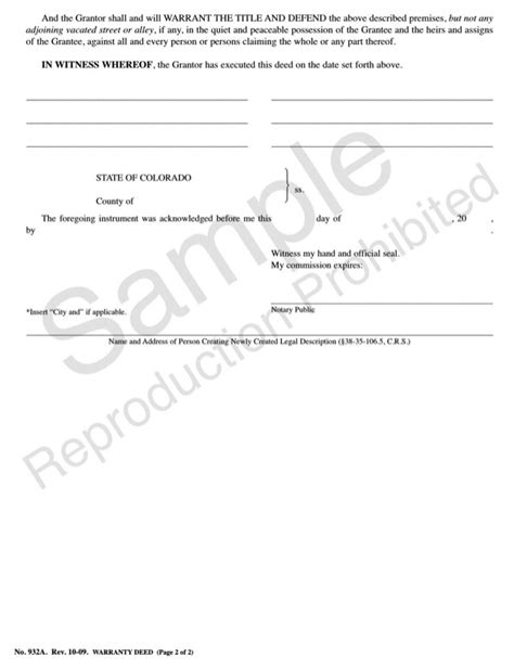 Download Colorado Warranty Deed Form For Free Page 2