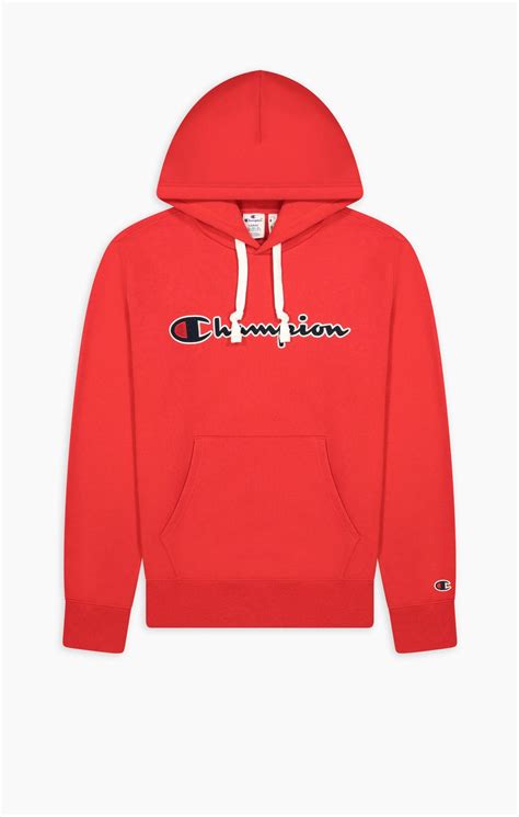 Buy Champion Script Logo Hoodie Red Scandinavian Fashion Store