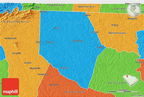 Political 3d Map Of Spartanburg County