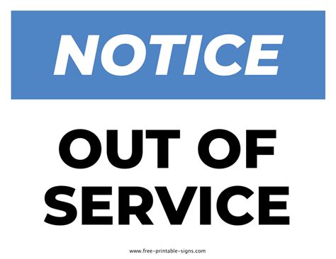 Printable Out Of Service Sign Free Printable Signs
