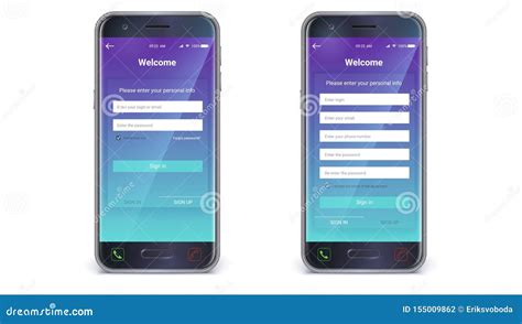Smartphone Mobile Phone Isolated Ui Design Account Authorization Or