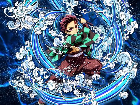 Demon Slayer Tanjiro Kamado Water Breathing 5K Wallpaper