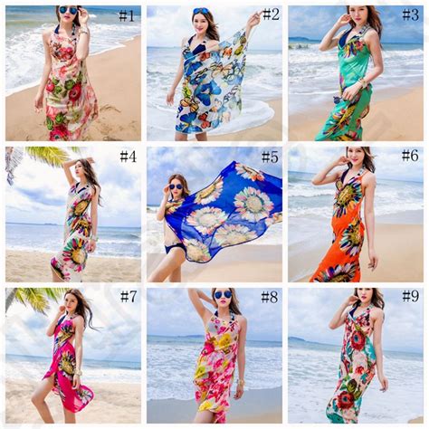 2019 Women Floral Bikini Cover Ups Print Sexy Pareo Beach Dress