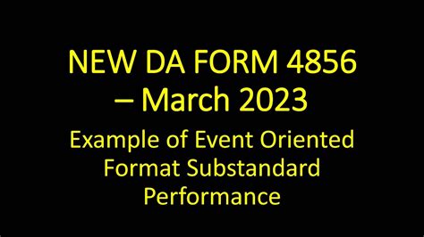4856 New Event Oriented Substandard Performance Example Counseling