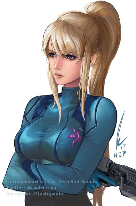 unfinishedart2017 zero suit samus metroid by castcuraga samus metroid samus zero suit samus