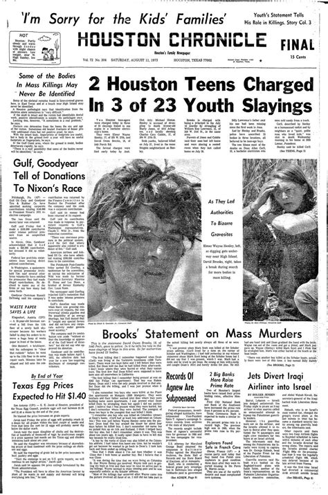Today In Houston History Aug 11 1973 Scope Of Dean Corll Killings