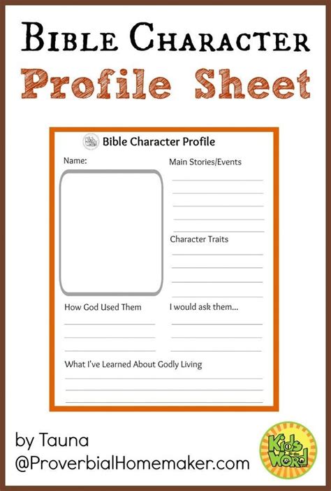Bible Character Study Worksheets