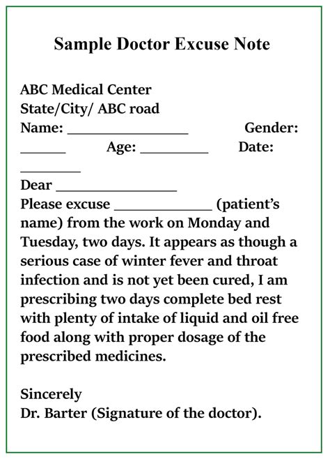Printable Doctors Note Template Printable World Holiday The Best Porn Website