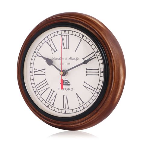 Brown 8 Inch Antique Look Wooden Wall Clock Shape Round Rs 1049