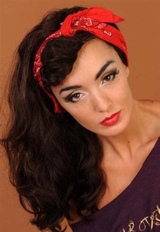 Red Pin Up Girl Bandana Head Band Neck Scarf Vintage Style Pretty