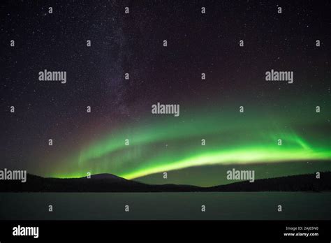 Northern Lights Seen In Lapland Finland Stock Photo Alamy