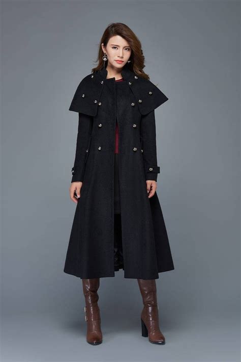 Wool Princess Coat Long Fit Flare Double Breasted Tailored Etsy