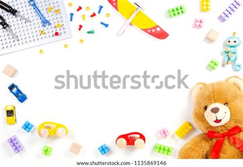 Colorful Kids Toys Frame On White Stock Photo Edit Now