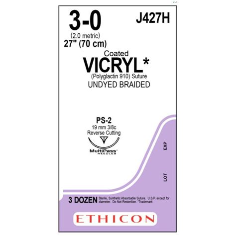 Ethicon Coated Vicryl Suture 3 0 Ps 2