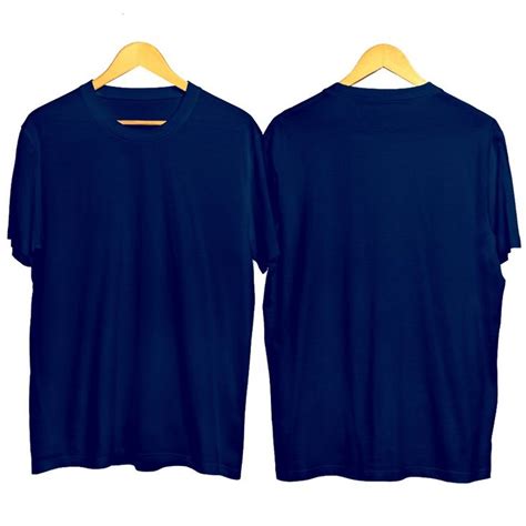 Mock Up Kaos Polos Biru Navy Depan Belakang Pakaian Pria Kaos Sablon Model Baju Pria
