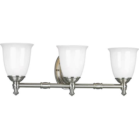 Beautiful faucet that adds a touch of elegance to the vanity. Progress Lighting Victorian 3-Light 24.5-in Brushed Nickel ...