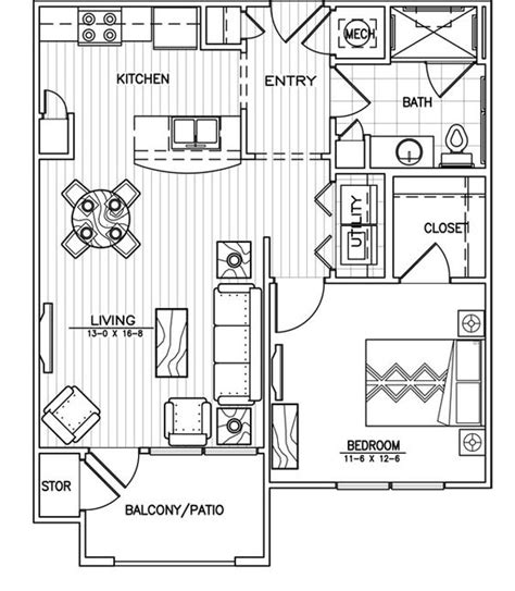 1 Bedroom Apartment Floor Plans 500 Sf 350 X 294 21 Kb Jpeg One