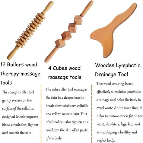 Wood Therapy Massage Tools 3 Pcs Set For Wooden Lymphatic Drainage Tool Maderoterapia Kit