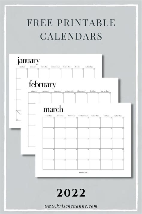 Free Printable Monthly Calendars For 2022 Free Printable Calendar