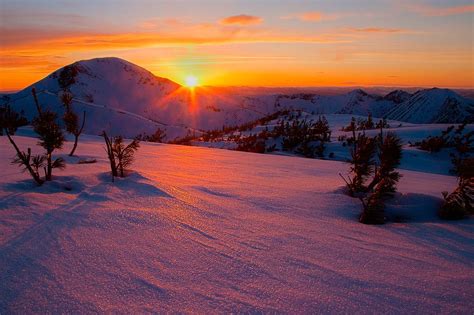 Amazing View Of Sunset Over Snow Mountain Usa 1200x798 By Unknown