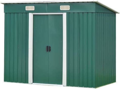 8ft X 4ft Metal Garden Shed Utility Tool Storage Green Pent Roof