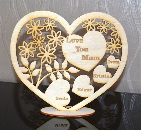 Personalised Wooden Love Heart Engraved Freestanding T Any Etsy