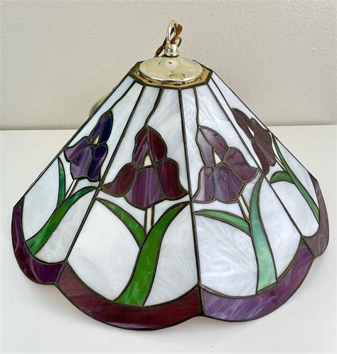 Stained Glass Hanging Lamp Shade Light Fixture Works Lead True Etsy