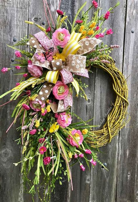 50 Beautiful Spring Wreaths Decor Ideas And Design 47 In 2020 Diy