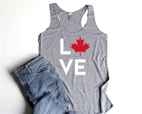Love Maple Leaf On A Ladies Racerback Tank Top The Perfect Tank Top For Celebrating Canada Day