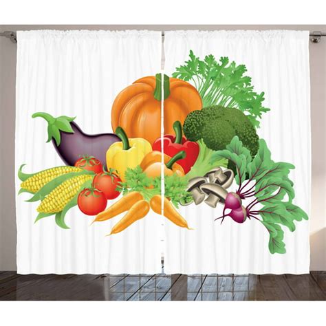 Harvest Curtains 2 Panels Set Cartoon Drawing Style Fall Harvest Yield
