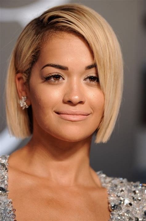 Rita Ora Short Bob Haircuts For Round Face Shapes Styles Weekly