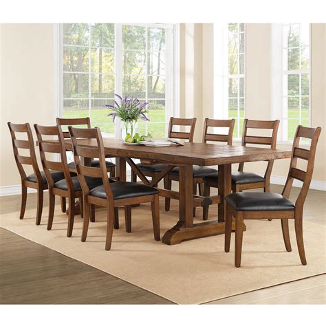 Bayside Furnishings Washington Extending Dining Room Table + 8 Chairs