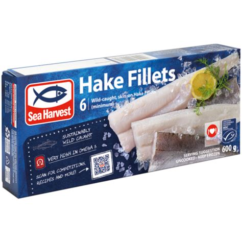 Sea Harvest Frozen Hake Fillets 6 Pieces 600g Frozen Fish Fillets