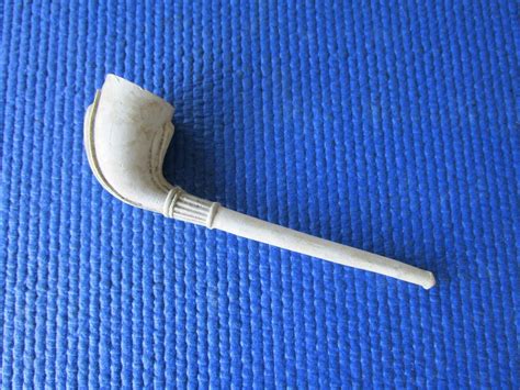 Antique Civil War Era Fancy Clay Pipe Bowl With Stem Dug Long Island Ny